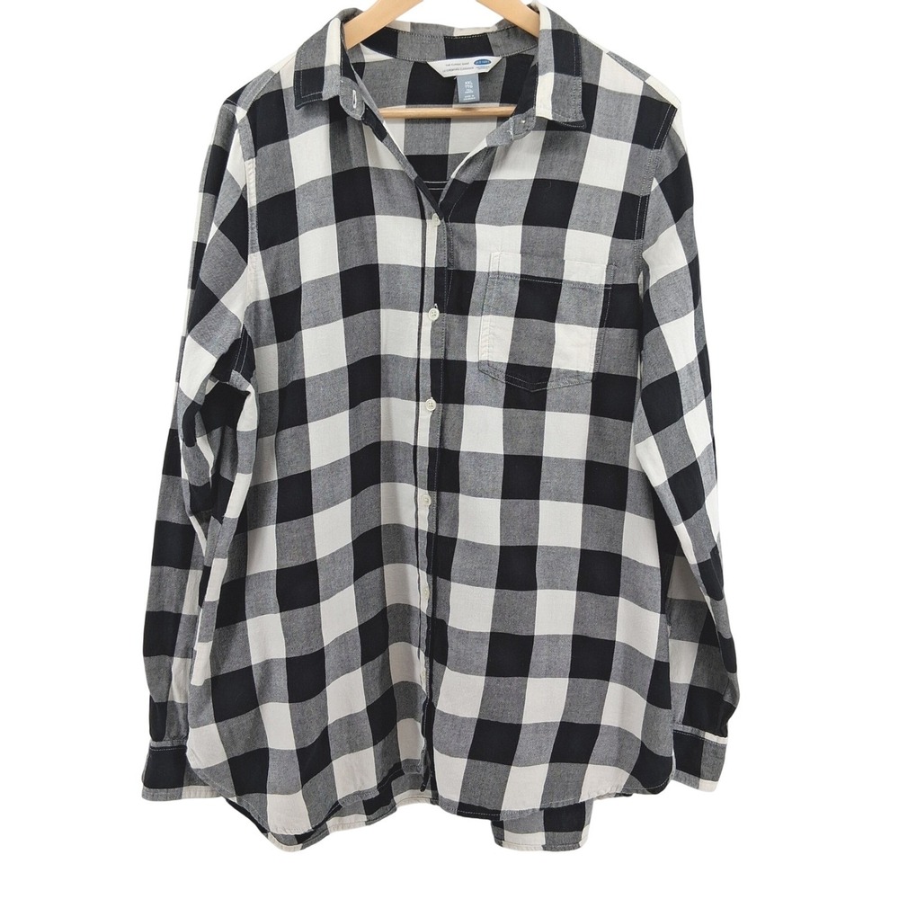 Old Navy The Classic Shirt XXL Tall Grand Mens Buffalo Plaid Flannel Black Check